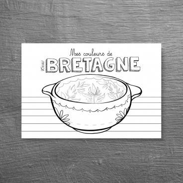 Carte postale bol breton à colorier