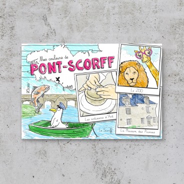 Carte postale à colorier Pont-Scorff