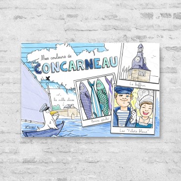 Carte postale de Concarneau à colorier