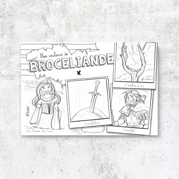 Carte postale Brocéliande à colorier pour les filles