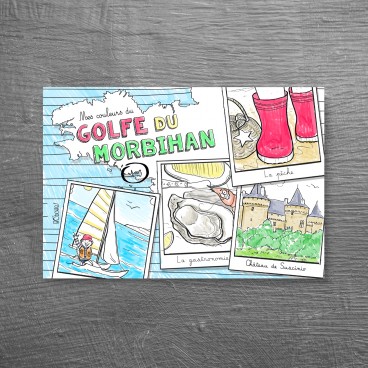 Carte postale à colorier Golfe du Morbihan