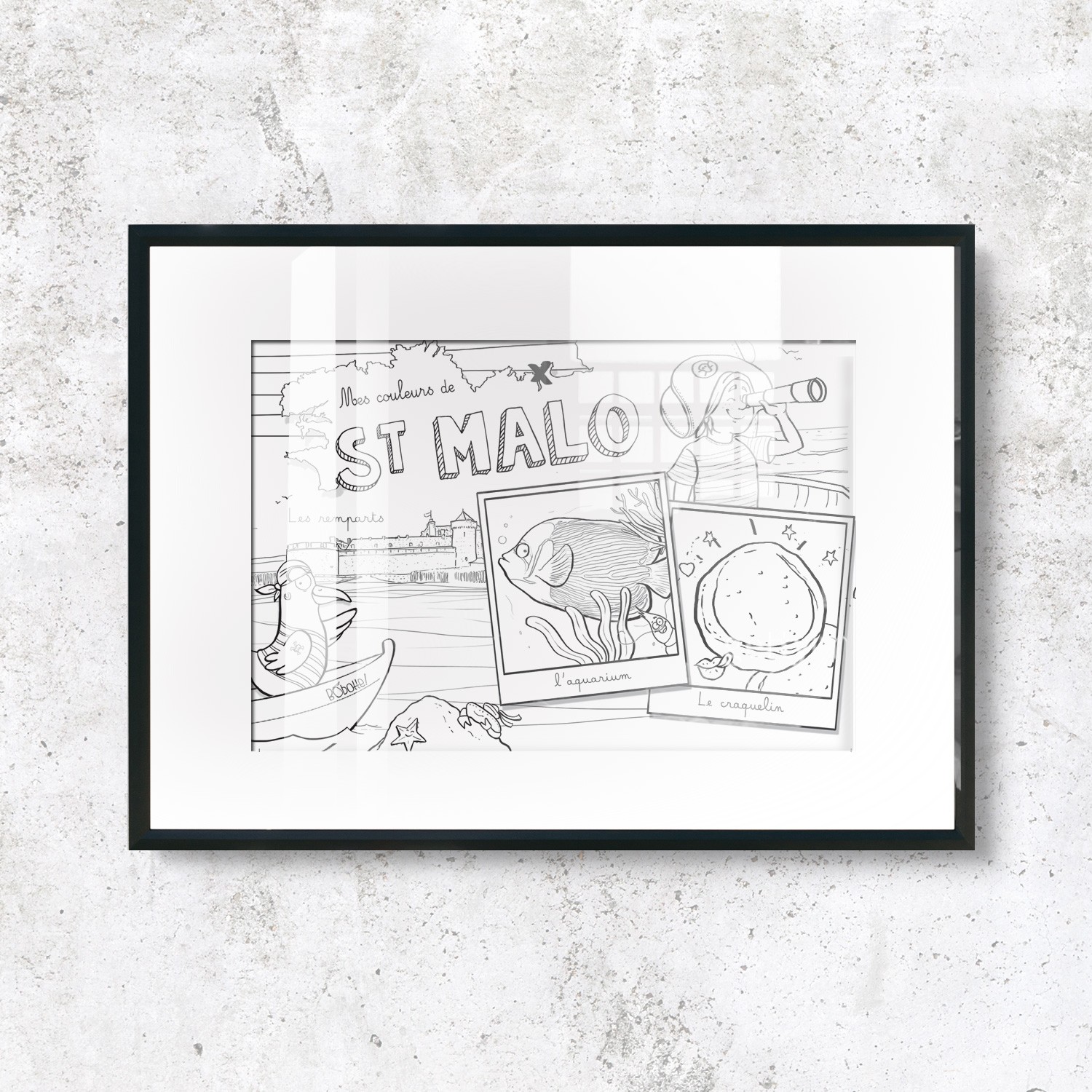 Carte Postale A Colorier Saint Malo Design Bobotte