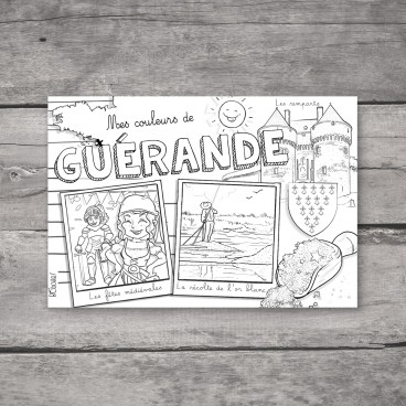 Carte postale Guérande à colorier